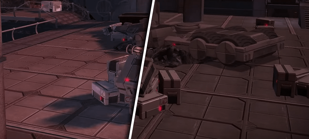 Left: V2 lighting, Right: V1 lighting