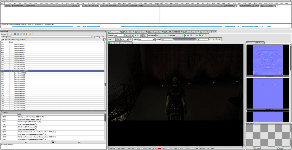 Renderdoc showing a step in the render pipeline