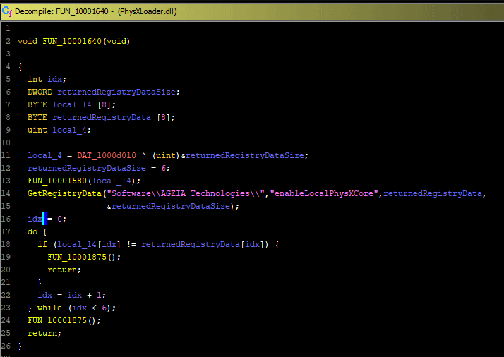 Partially reverse engineered subroutine